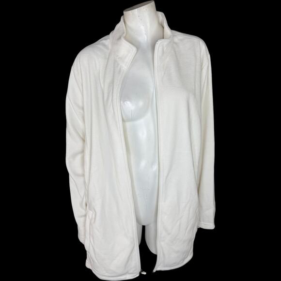 Lands' End Women’s Plus 3X Fleece Jacket Ivory White Full Zip NWOT Winter - Picture 9 of 16